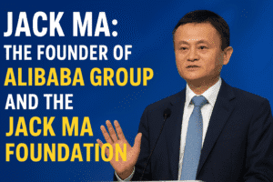 Jack Ma delivering a keynote speech on entrepreneurship at a global business forum
