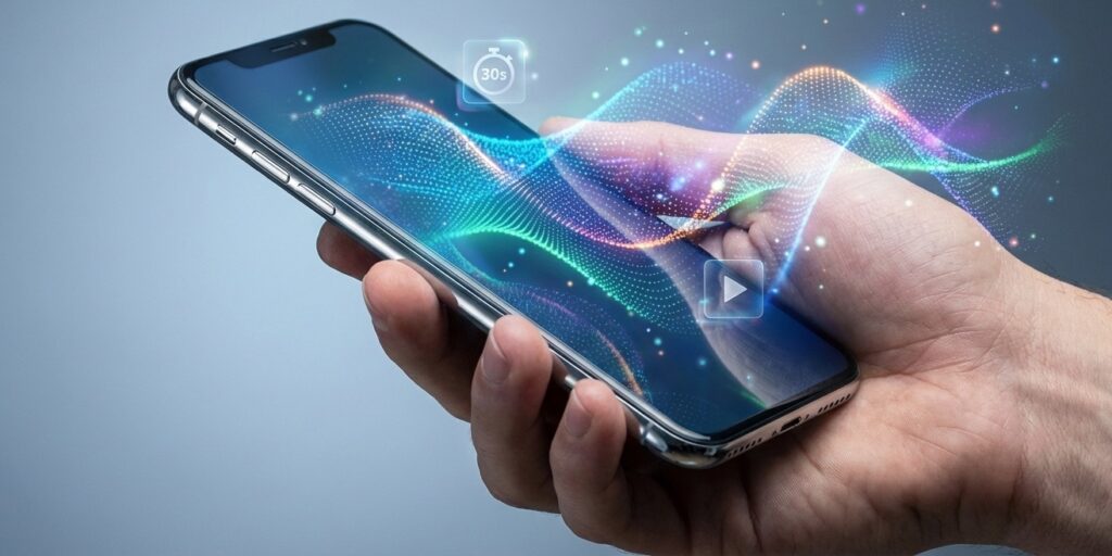 Realistic portrait of a digital creator with golden AI circuit patterns on their profile and a neon-blue data wave flowing from their mind.