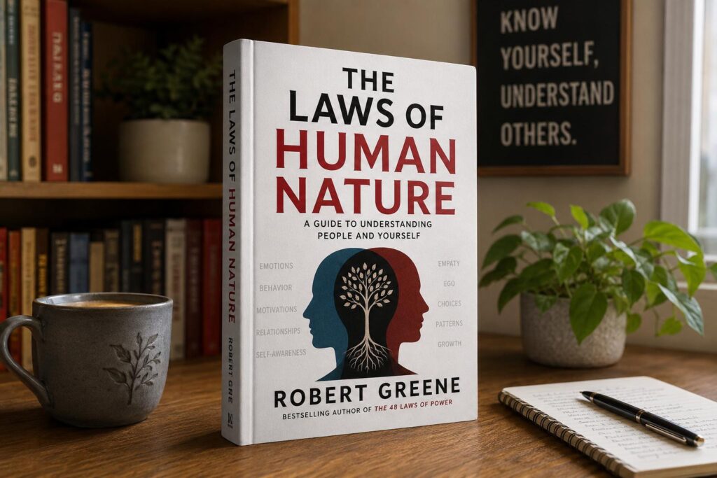 The Laws of Human Nature book concept representing psychology, human behavior, emotions and self-awareness