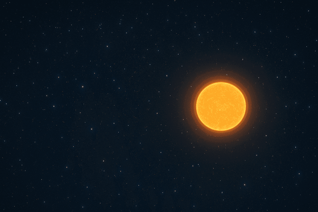 Night sky filled with stars with our Sun in the foreground.
