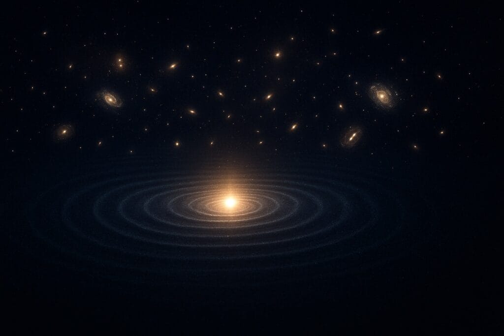 Quantum ocean illustration showing energy waves and particles emerging from the quantum vacuum.