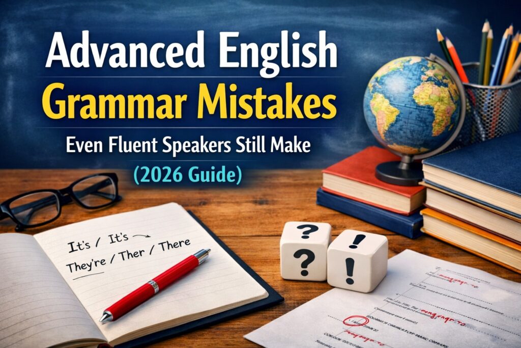 Advanced English grammar mistakes concepts explained through structured sentence analysis and professional writing examples