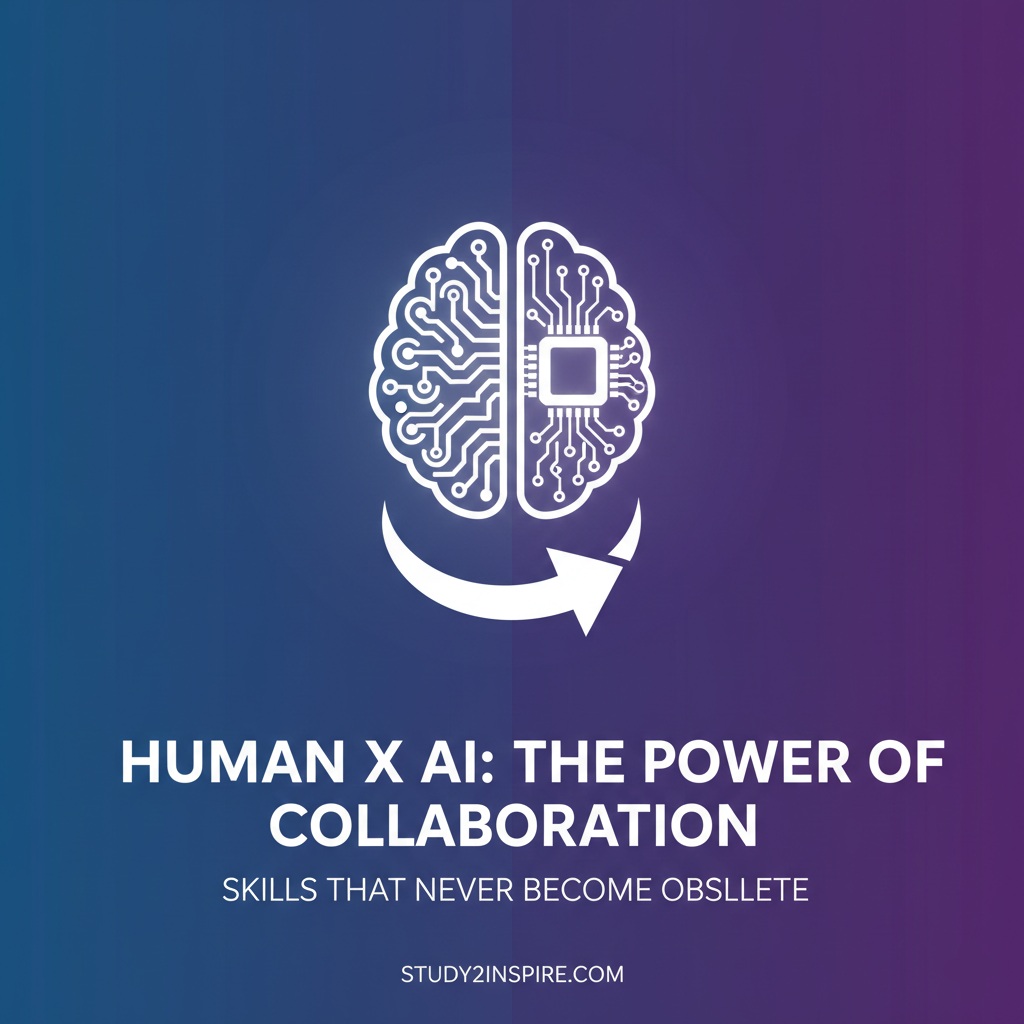 A conceptual graphic showing a human brain merged with digital circuitry, representing the collaboration between human intelligence and artificial intelligence in the modern digital world.