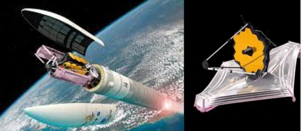 James Webb Space Telescope observing distant galaxies in deep space