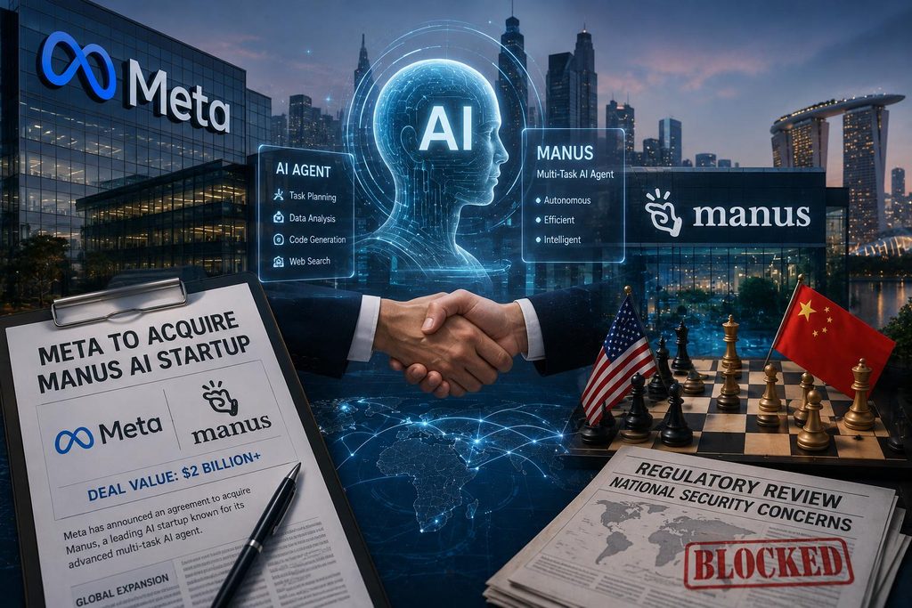 Artificial intelligence technology representing the Meta and Manus AI deal
