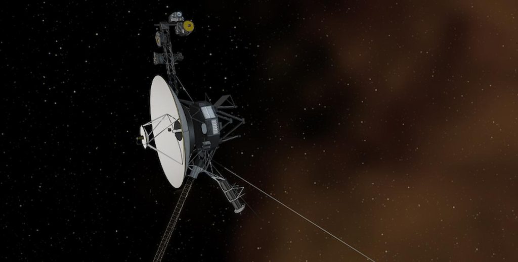 Voyager spacecraft traveling beyond the solar system through interstellar space